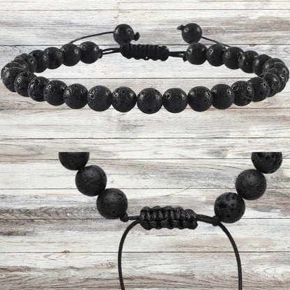 Lava Stone Bracelet, Custom Engraved Beaded Bracelet , 8mm Lava Gemstone Beaded Bracelet , Custom Engraving, Personalized Jewelry