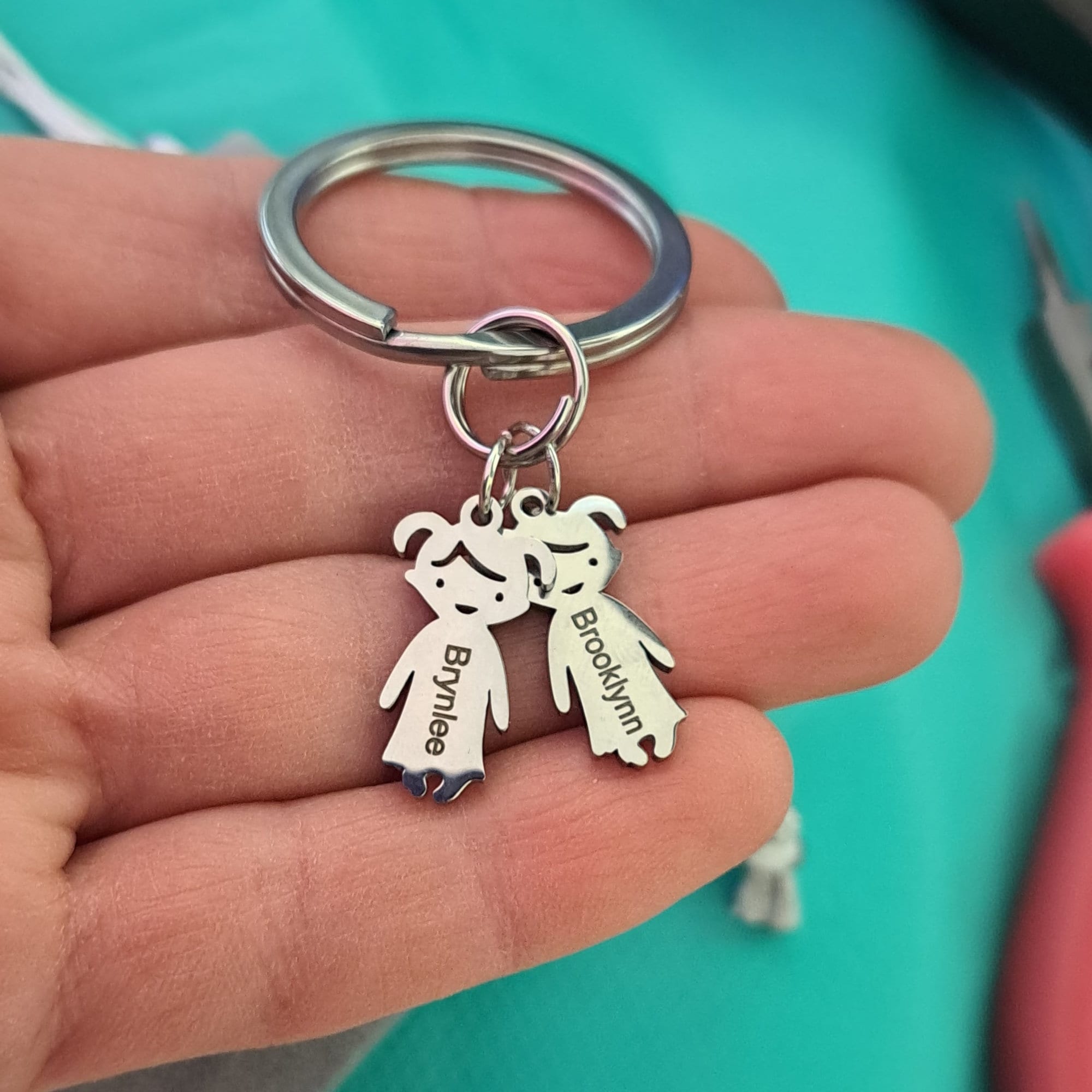 NAME KEY CHAIN, Baby Boy Charm, Engraved Keychain, Customizable Kids And Pet Charm Hypoallergenic Key Ring