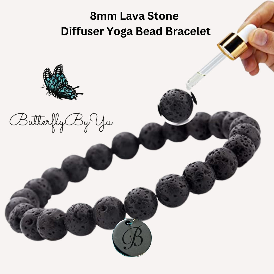 Lava Stone Bracelet, Personalized Engraved Stone Bracelet