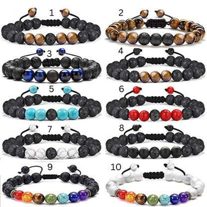 Beaded Bracelets, Lava Rock Bead Bracelet Set, Healing Stones, Balancing Chakra, Anxiety Bracelet, Stress Relief Gifts, Essential Oil