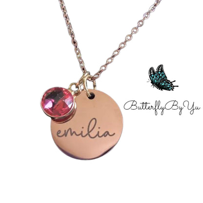 New Mom Gift/ Birth Flower Necklace/ Engraved Floral Dainty Necklaces