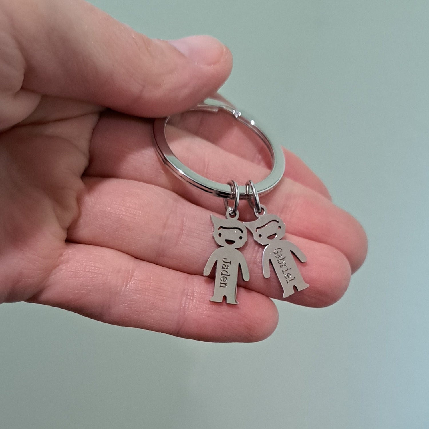 Family Keychain, Personalized Children Charm Keychain, Custom Engrave Boy/Girl Charms, Engraved With Names For Mom And Dad Keychain