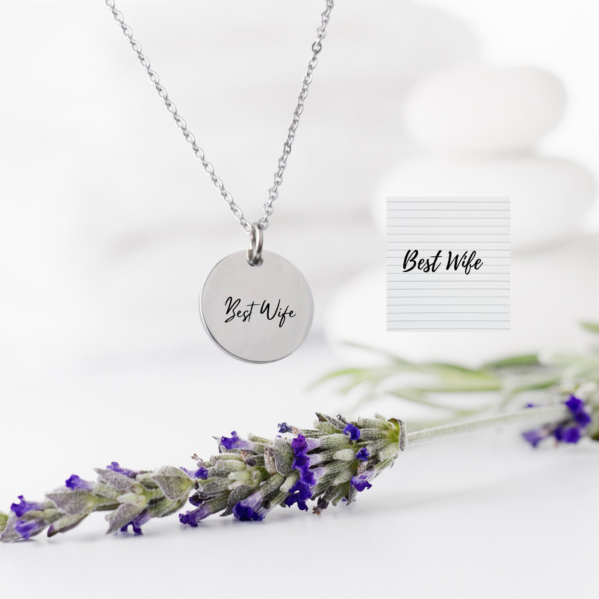 Actual Handwriting Necklace, Engraved Necklace Women, Custom handwriting Jewelry, Memorial Signature Necklace, Personalized Disc Necklace