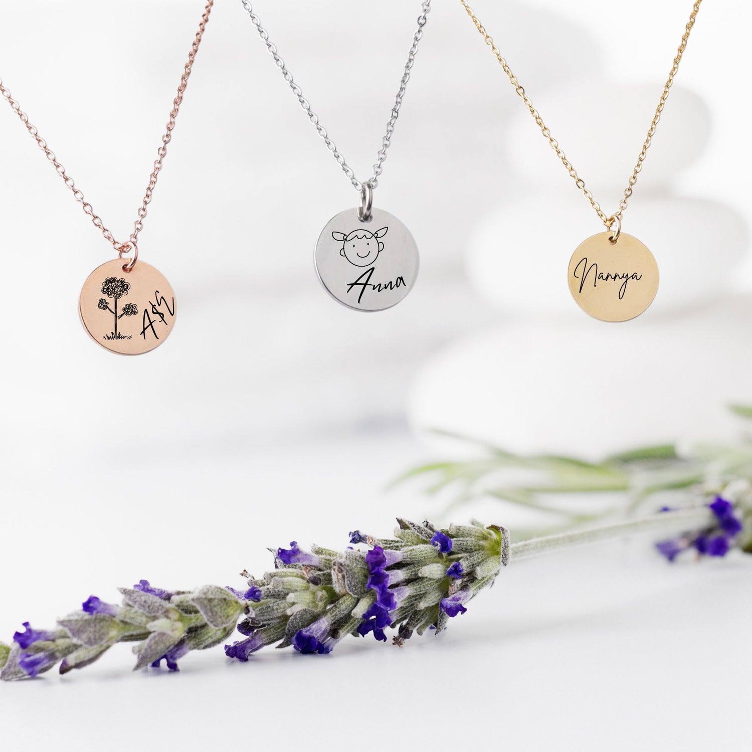 Actual Handwriting Necklace, Engraved Necklace Women, Custom handwriting Jewelry, Memorial Signature Necklace, Personalized Disc Necklace