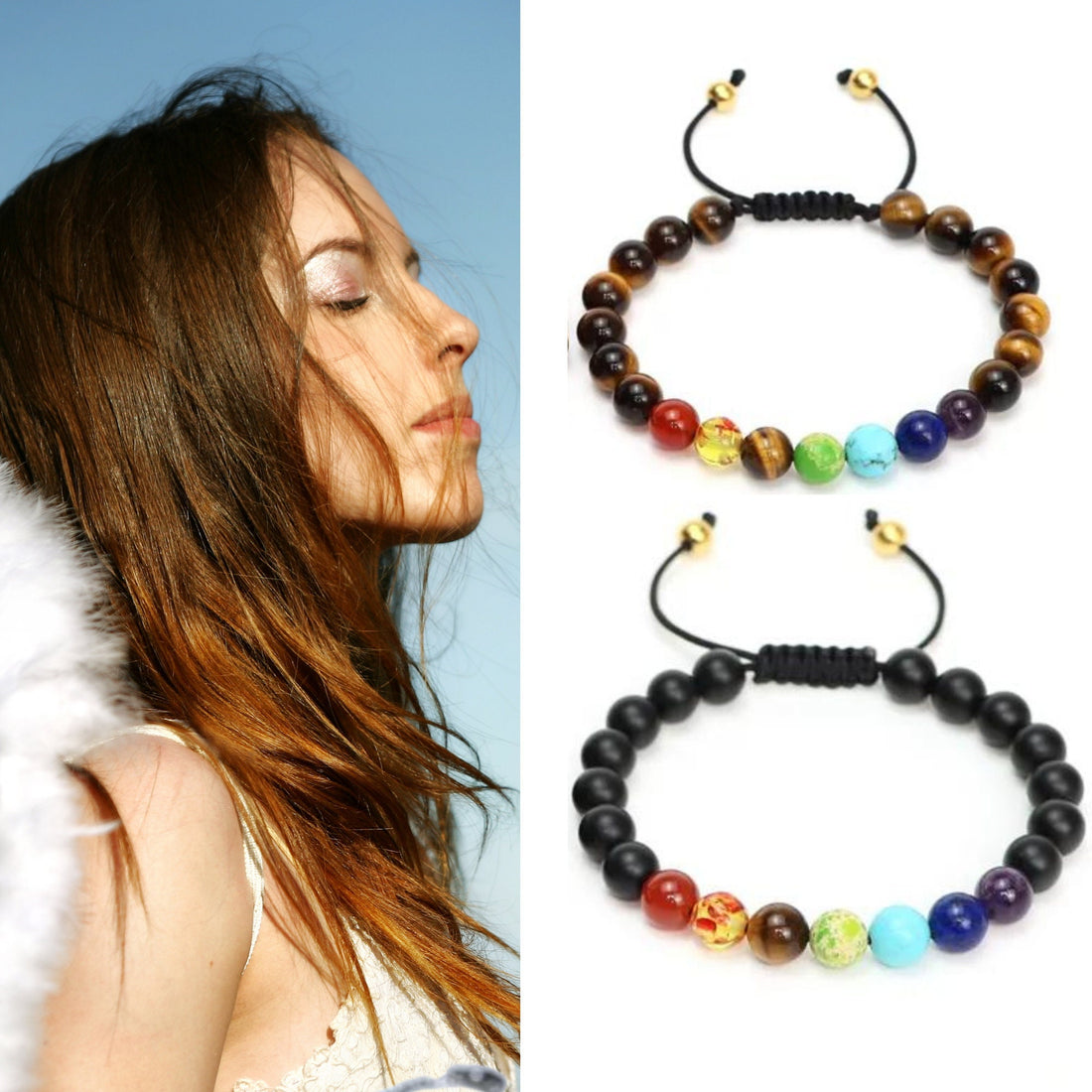 Chakra Bracelet, Lava Rock 8mm Natural Stone Healing Stress Relief Yoga Beads Anxiety Aromatherapy Essential Oil Diffuser Bracelet Bangle