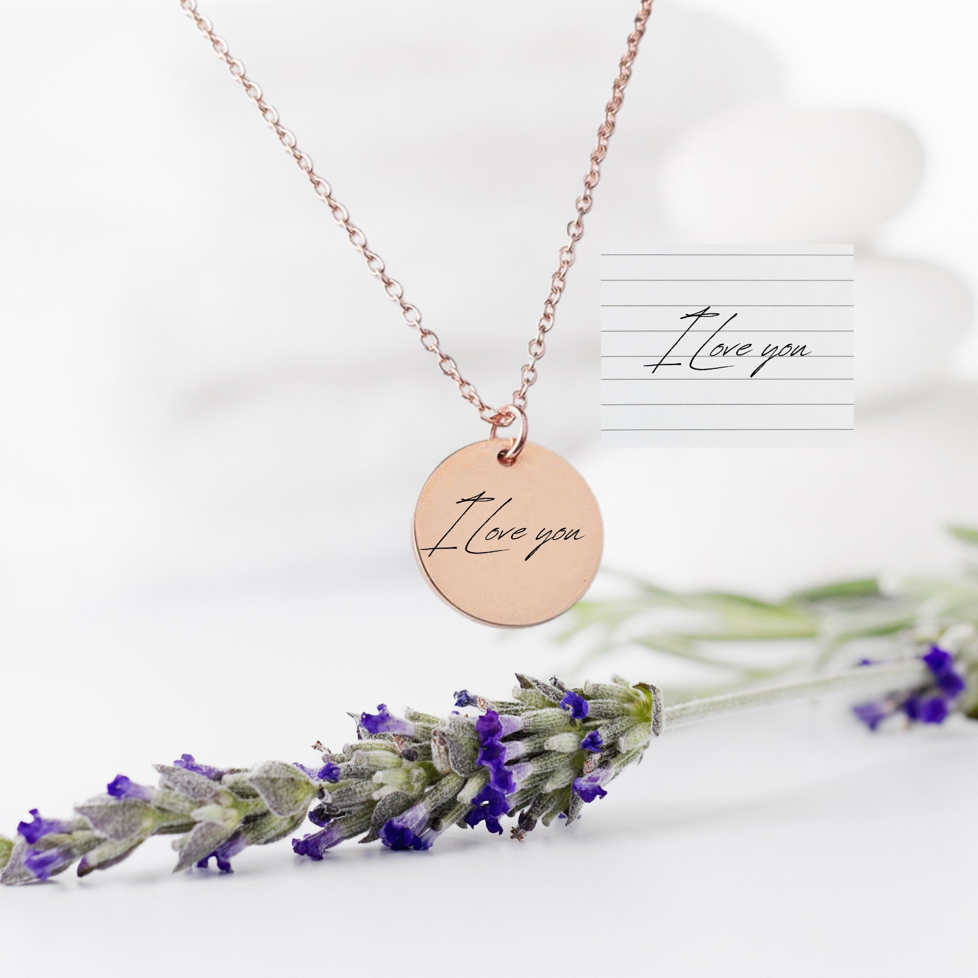 Actual Handwriting Necklace, Engraved Necklace Women, Custom handwriting Jewelry, Memorial Signature Necklace, Personalized Disc Necklace