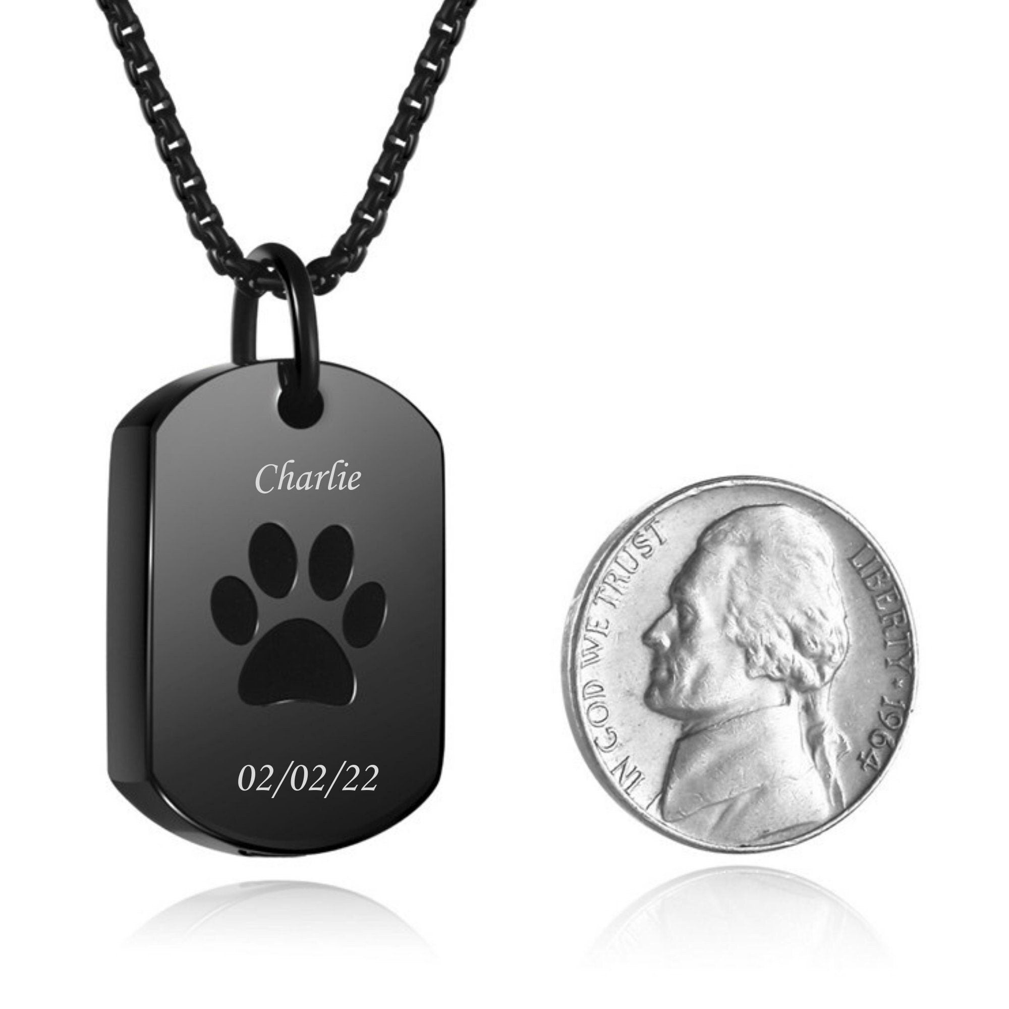 Cremation Jewelry Urn Necklace for Ashes for Pet, Paw Print Memorial Ash Jewelry