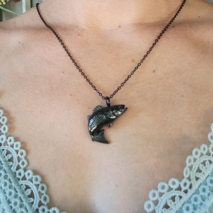 Fishing in Heaven, Memorial Urn Jewelry, Fish Urn Necklace, Cremation Jewelry, Fish Urn, Fishing with Dad, Fisherman Necklace, Ash Holder