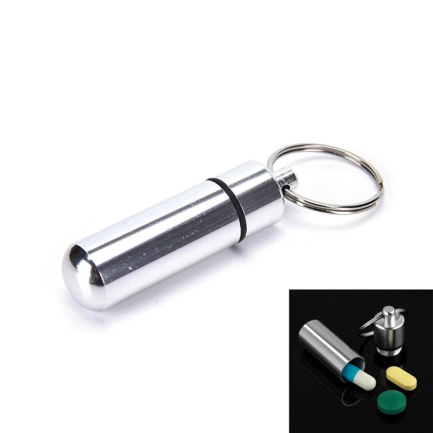 Keychain Pill Case, Pill bottle, Travel keychain Mini Metal Pill Box, Waterproof Pill Box, Creative keychain pendant, Grandma gift