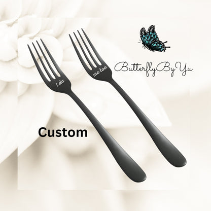 Engraved Wedding Forks, Personalized Anniversary Forks, Personalized Cake Forks, Newlywed Gift, Wedding Gift, Engraved I do me too Forks