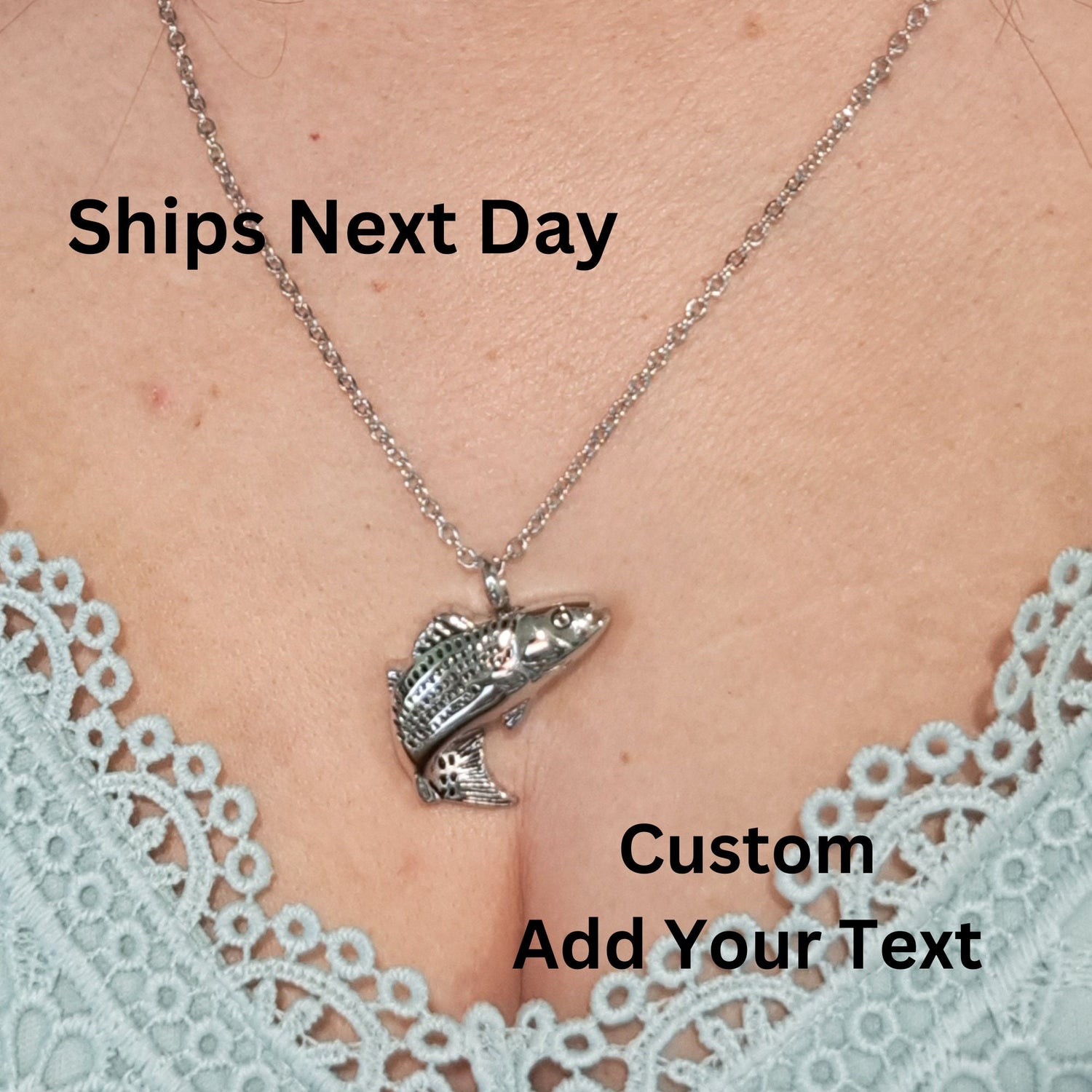 Custom Fish Urn Necklace for Human and Pet Ashes Memorial Gift