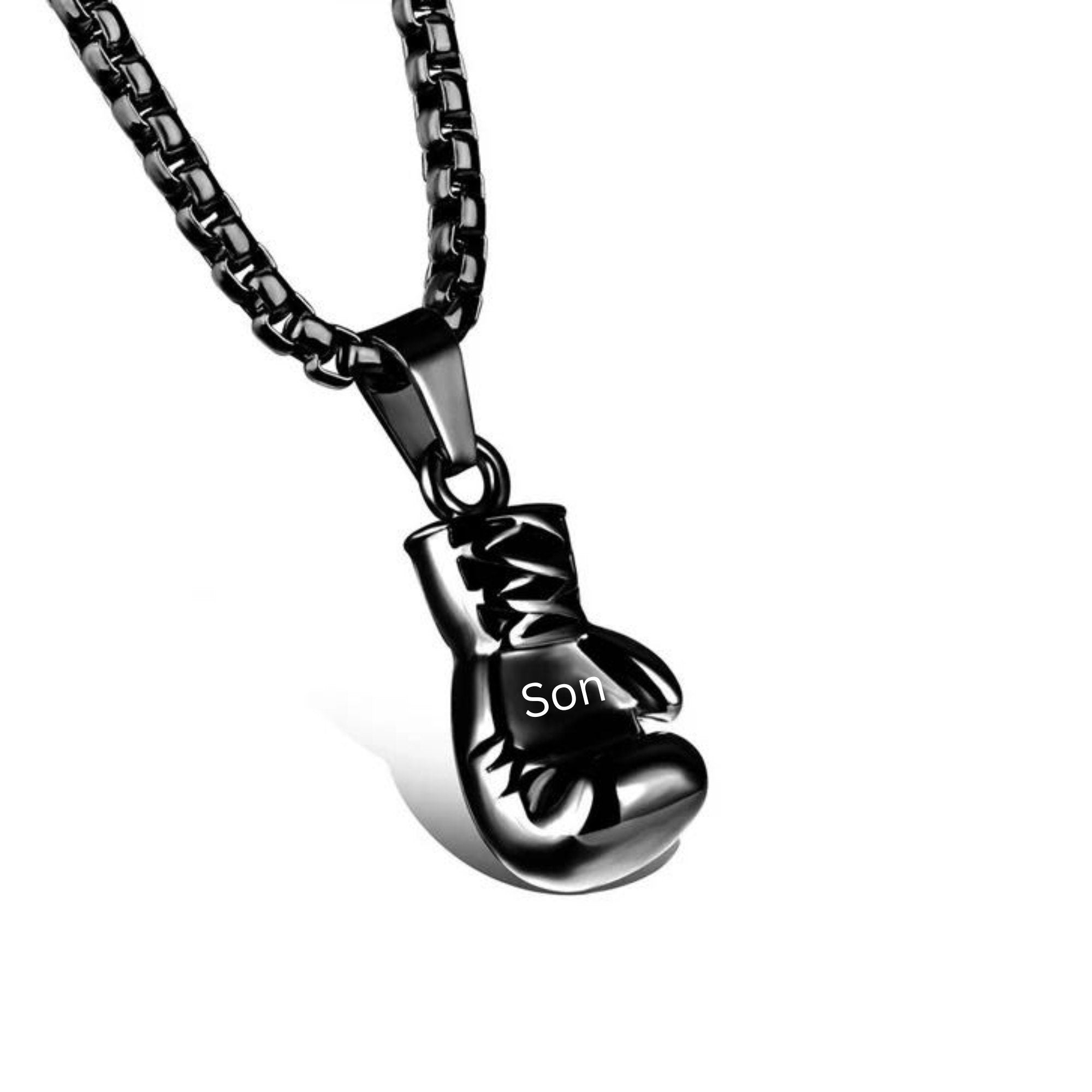 Gunmetal Stainless Steel Boxing Glove Pendant, Kickboxing Charm, Fitness Men&