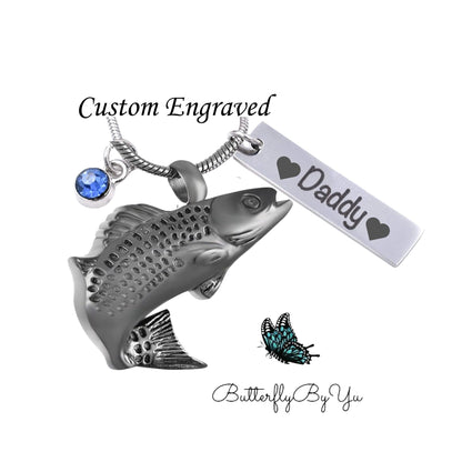 Fish Stainless Steel Cremation Jewelry | Cremation Pendant Necklace For Ashes | Urn Necklace | Ashes Necklace | Urn Jewelry