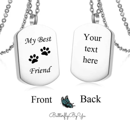 Custom Cremation Jewelry Stainless Steel Dog Paw Ash Urn Pendant Necklace