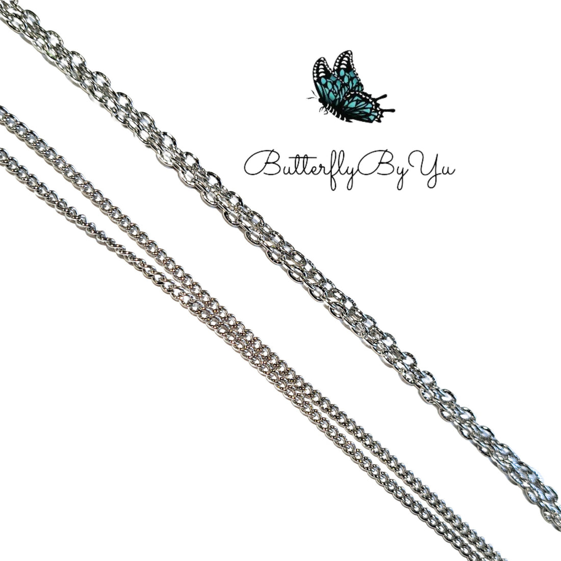 Waterproof Curb Chain, Twist Curb Classic Chain, Rhodium Plated Rolo Chain, Jewelry for Him, Necklace for Men Women