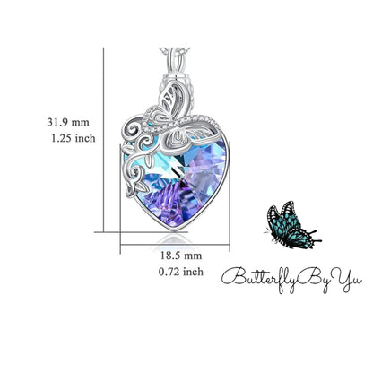 Blue Butterfly Heart Cremation Necklace, Urn, Memorial, Keepsake, Love, Ashes Stainless Ash Urn Fill Kit