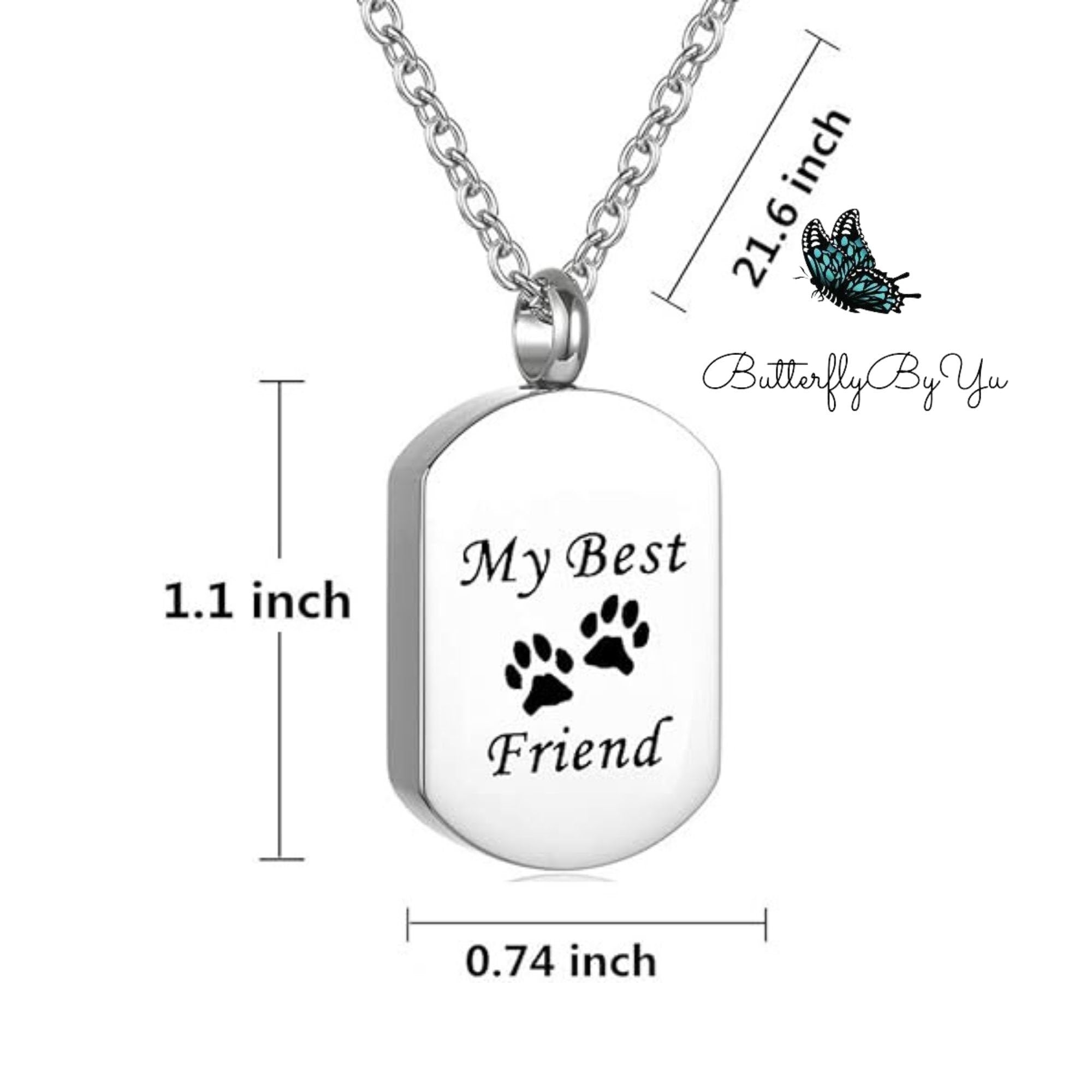 Custom Cremation Jewelry Stainless Steel Dog Paw Ash Urn Pendant Necklace